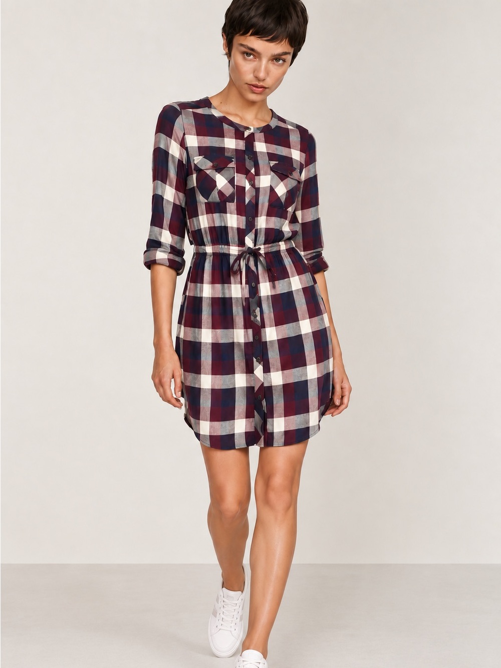 Lucky Brand Plaid Button Down Shirt Long Sleeve Shirt Dress Size S